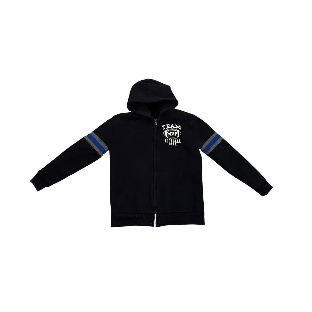 Children's Place Sweatshirt Black Fleece Lined Zip Up Hoodie Size Youth XL 14